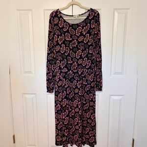BODEN Evelyn Jersey Midi Dress Azalea Paisley Pink Black 12